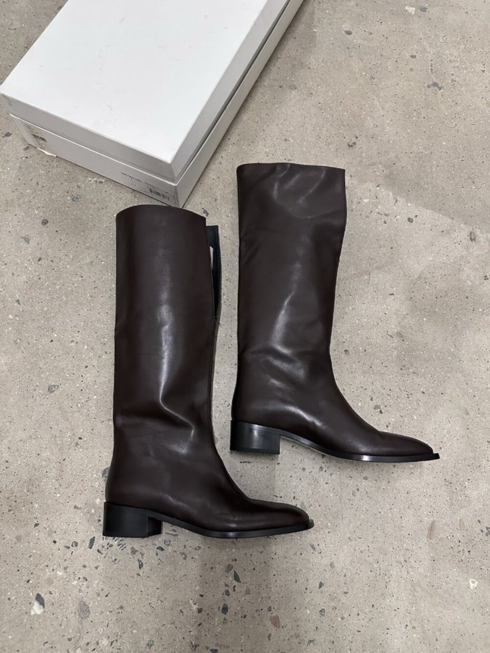 Peter Do V-Neck Knee Boots Dark Brown
